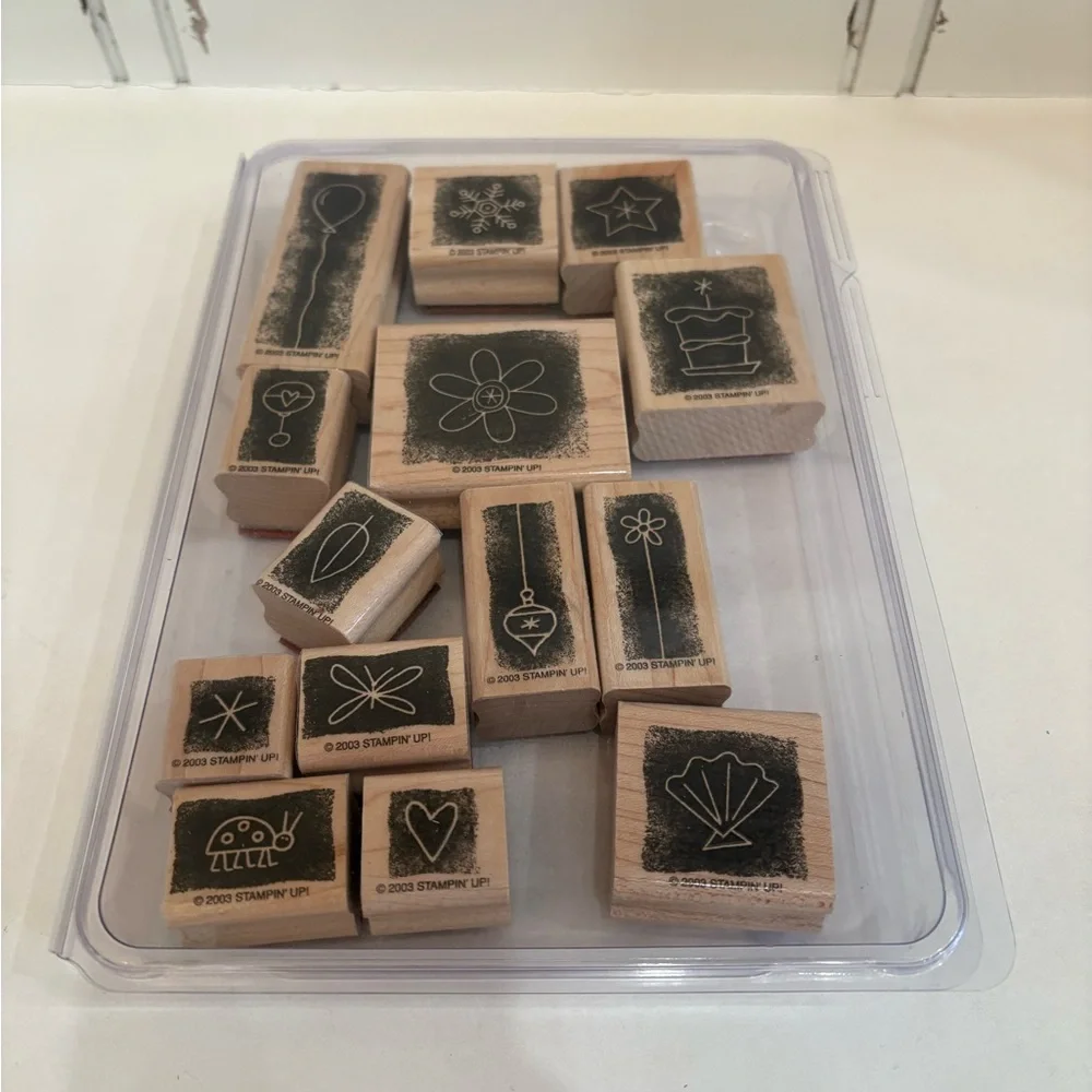 Stampin Up! ‘Stipple Celebrations’ set of 14 Wood Stamps 2003 - Picture 4 of 4